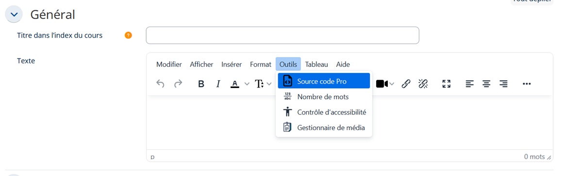 insérer du code depuis l'éditeur