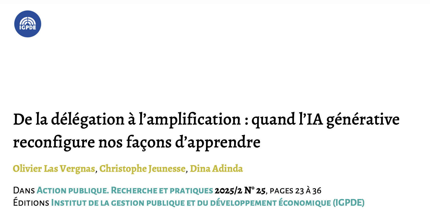 Titre de l'article et références